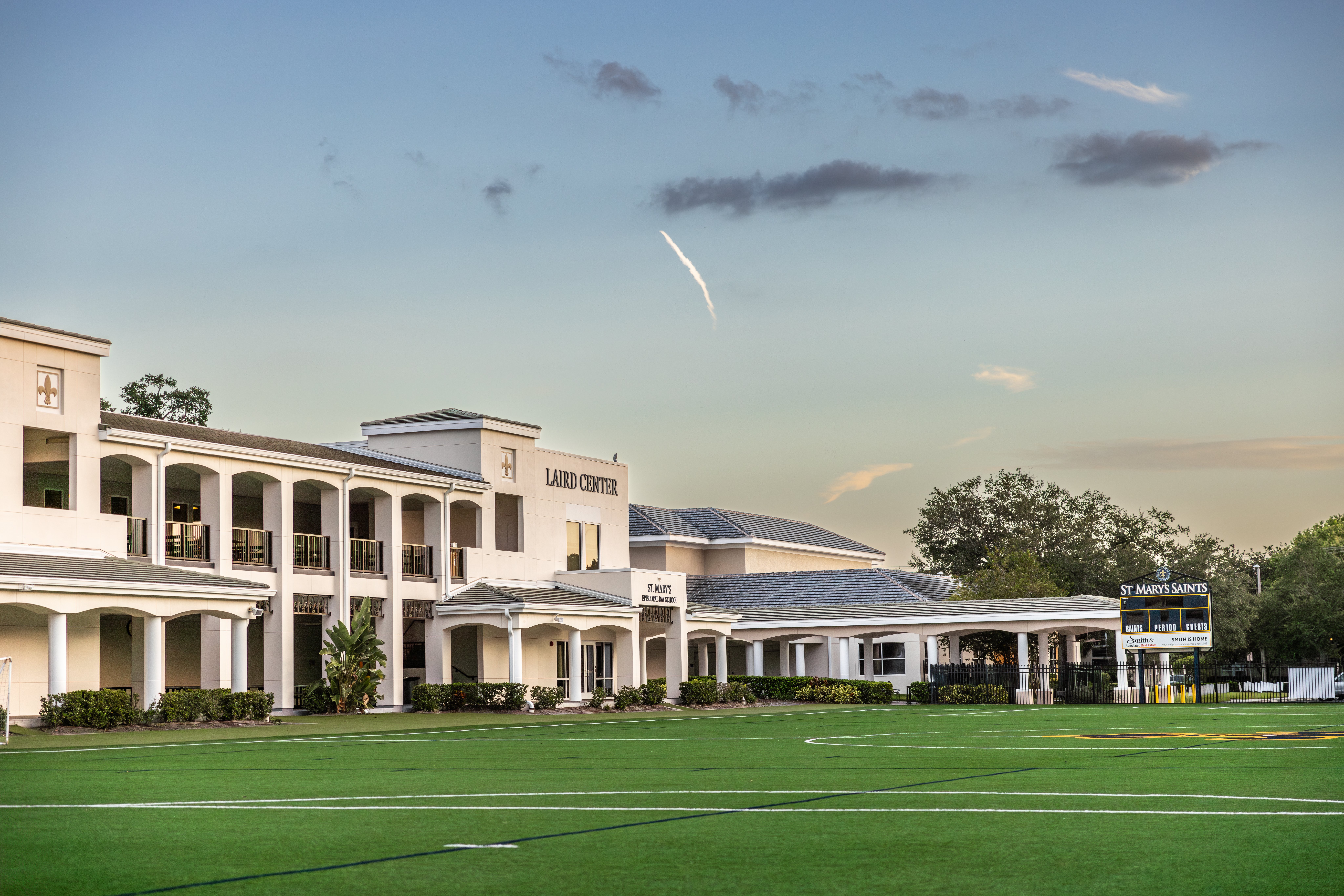 side view of Laird center with turf